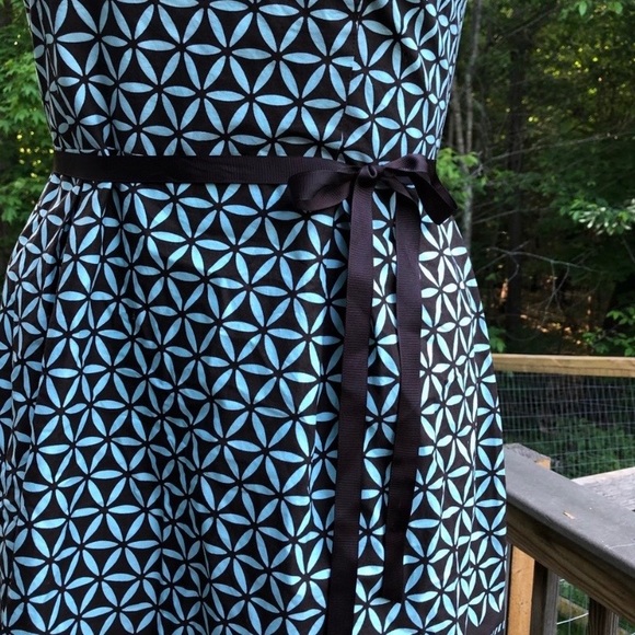 Chocolate and aqua mid-century inspired dress 16P - Picture 2 of 7